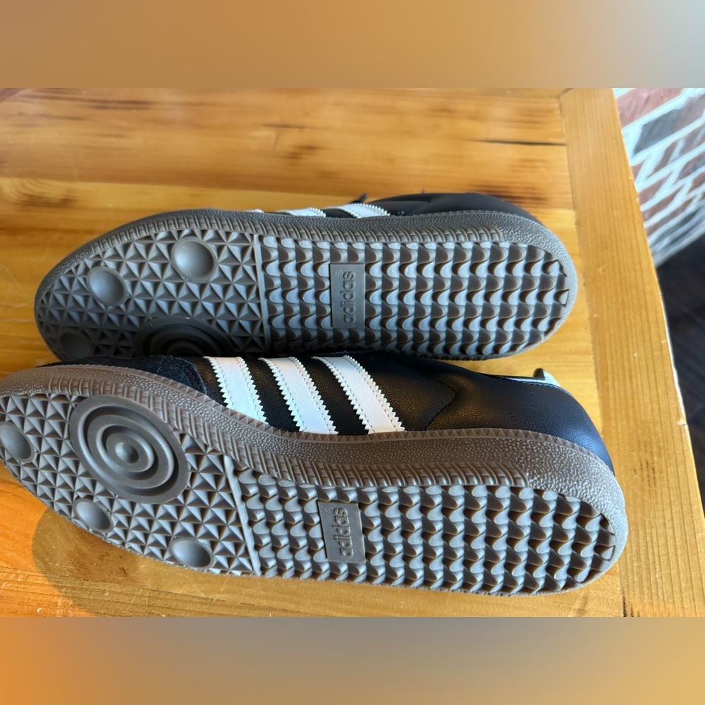 adidas Samba Black with White Stripes Athletic Shoes - Picture 2 of 4